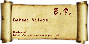 Baksai Vilmos névjegykártya